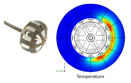 Simulation of temperature distribution associated with selected excitation